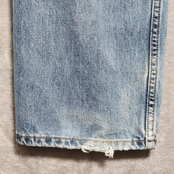 Levis 505 Straight Jeans 36 x 29.5 Mens Denim Light Blue Whiskering Blue 36 x 30 - Picture 13 of 16